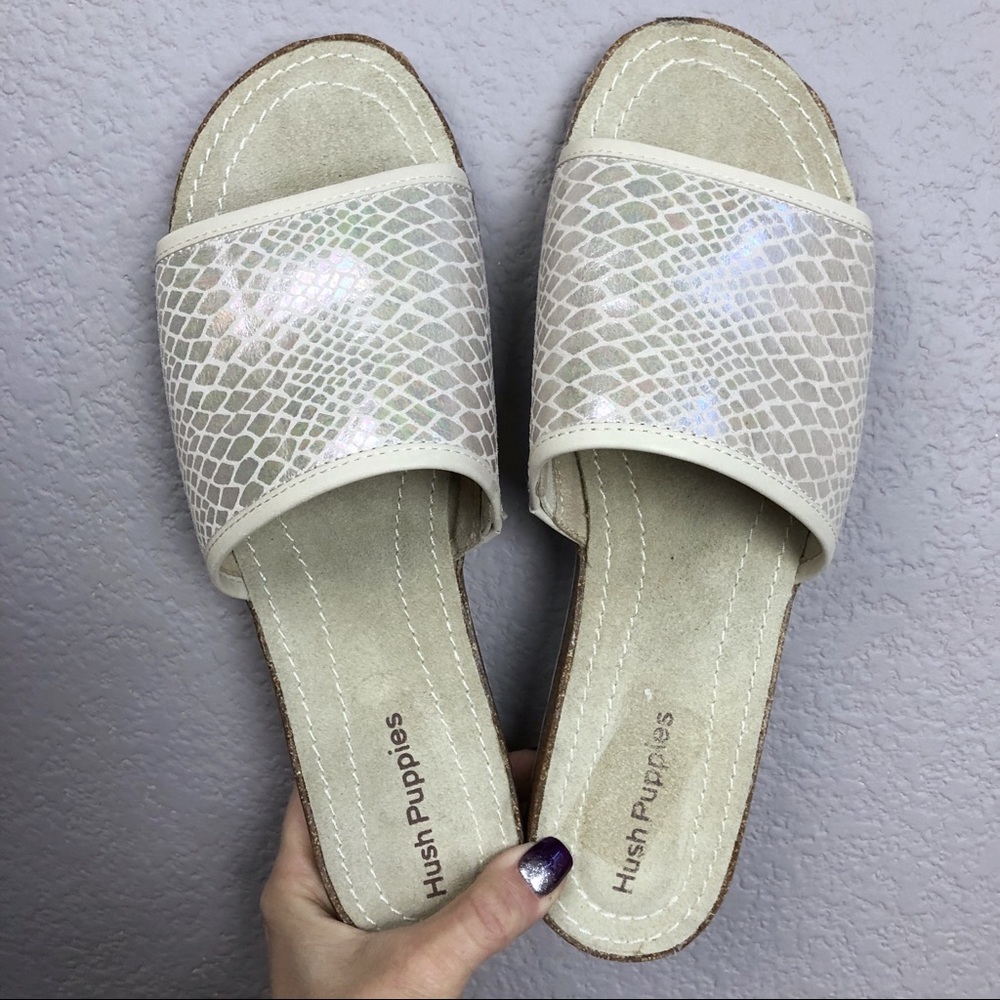 Hush Puppies Faux Snake Skin Slides Size 10 Medium